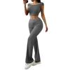 Women's 2 Piece Lounge Outfits Short Sleeve Crop Top High Waisted Flared