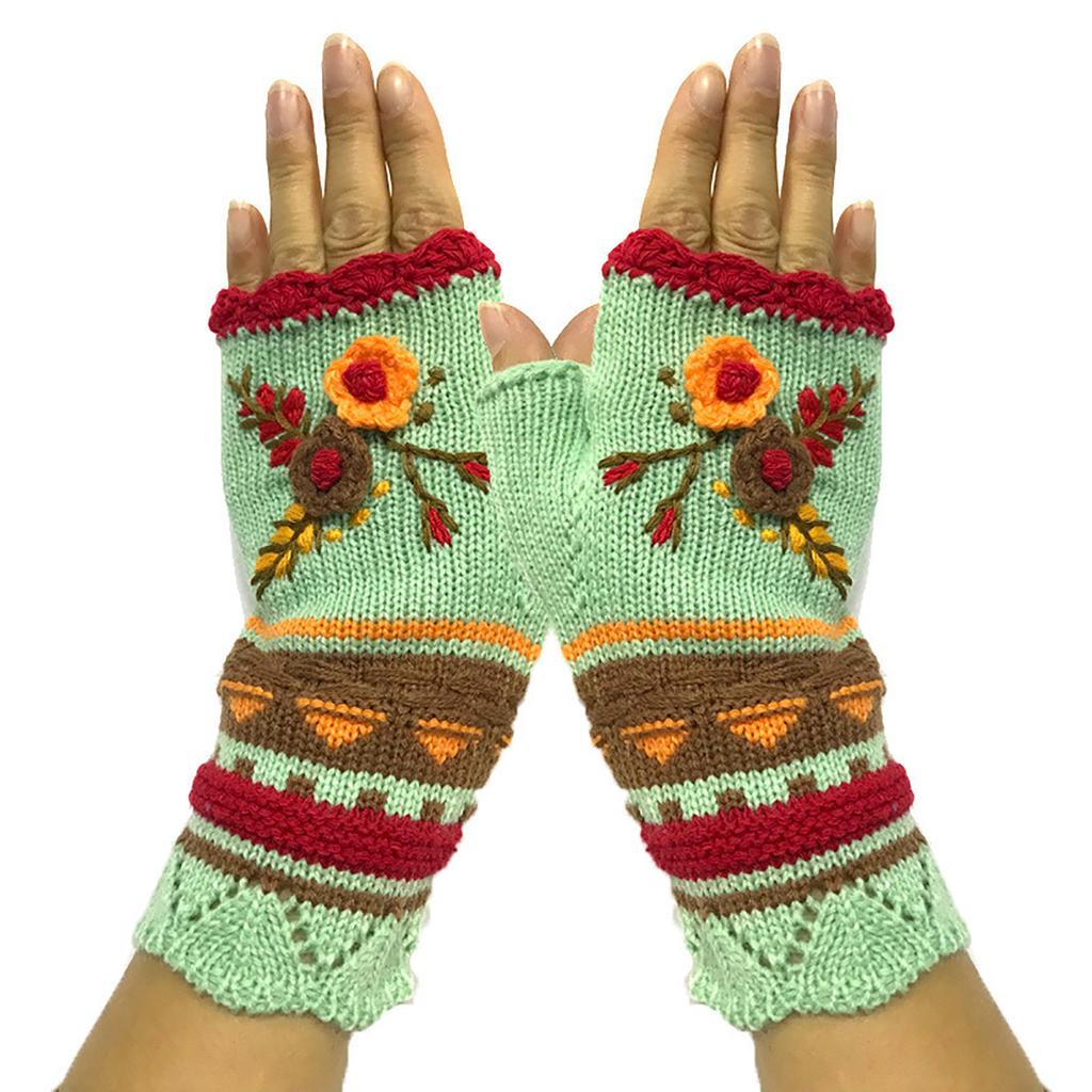 Knitted Fingerless Gloves Half Finger Glove Soft and Warm Winter Wrist Warmers for Girls Women