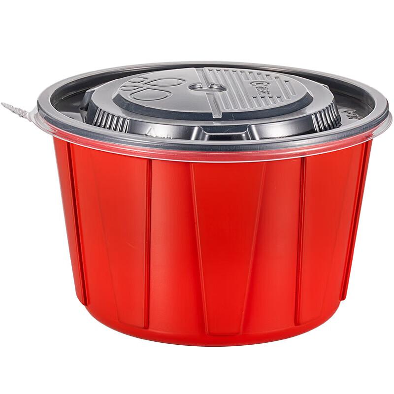 Deli Food-Grade Round Disposable Plastic Bowls with Lids, 1000ml (200 Sets)