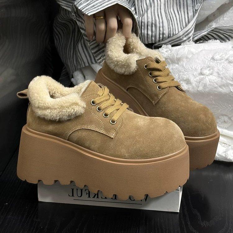 

Модные весенне-осенние туфли Birkeinstocks на толстой подошве, женские зимние туфли с подкладкой, туфли в стиле ретро на толстой подошве, высокие мокасины, зимние хлопковые туфли 35 коричневый