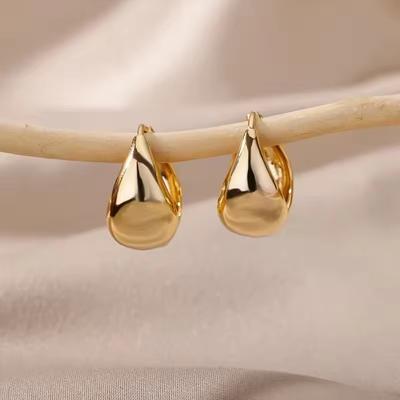 Huajie Light Luxury Gold Color Drop Shaped Earrings for Women Simple New Korean Fashion Earring Accessories Trend
