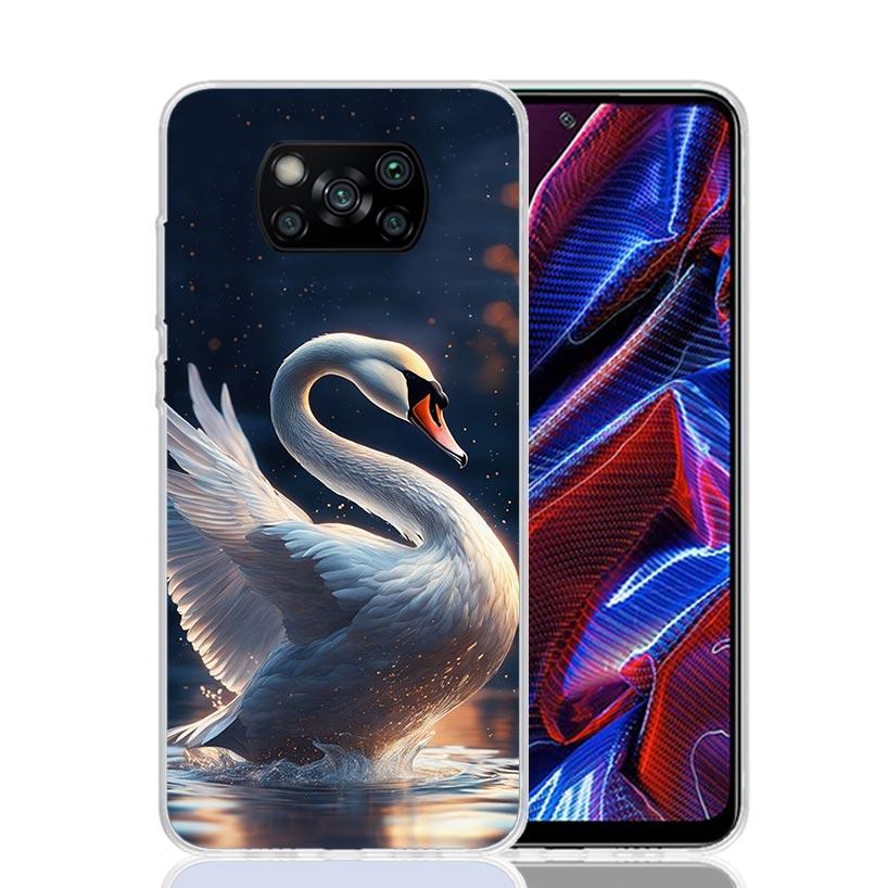 Black Swan Noble Phone Case For Xiaomi Poco X7 X6 X5 Pro F7 Ultra Redmi 15C 15 13 13C 12 12C 10 10A 10C 9 9A 9C 9T Cover Poco X7