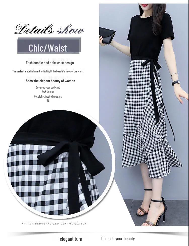 Elegant Plaid Suit Dress 2026: Women's Waist-Cinched Two-Piece Set