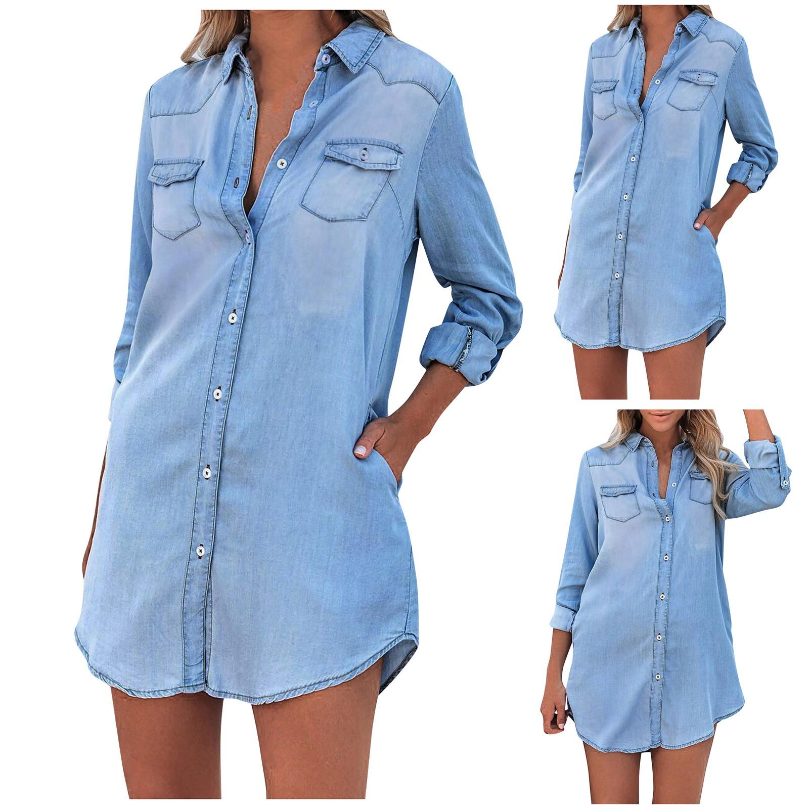

Women s Autumn And Winter Solid Color Lapel Long Sleeve Shirts Casual Tops