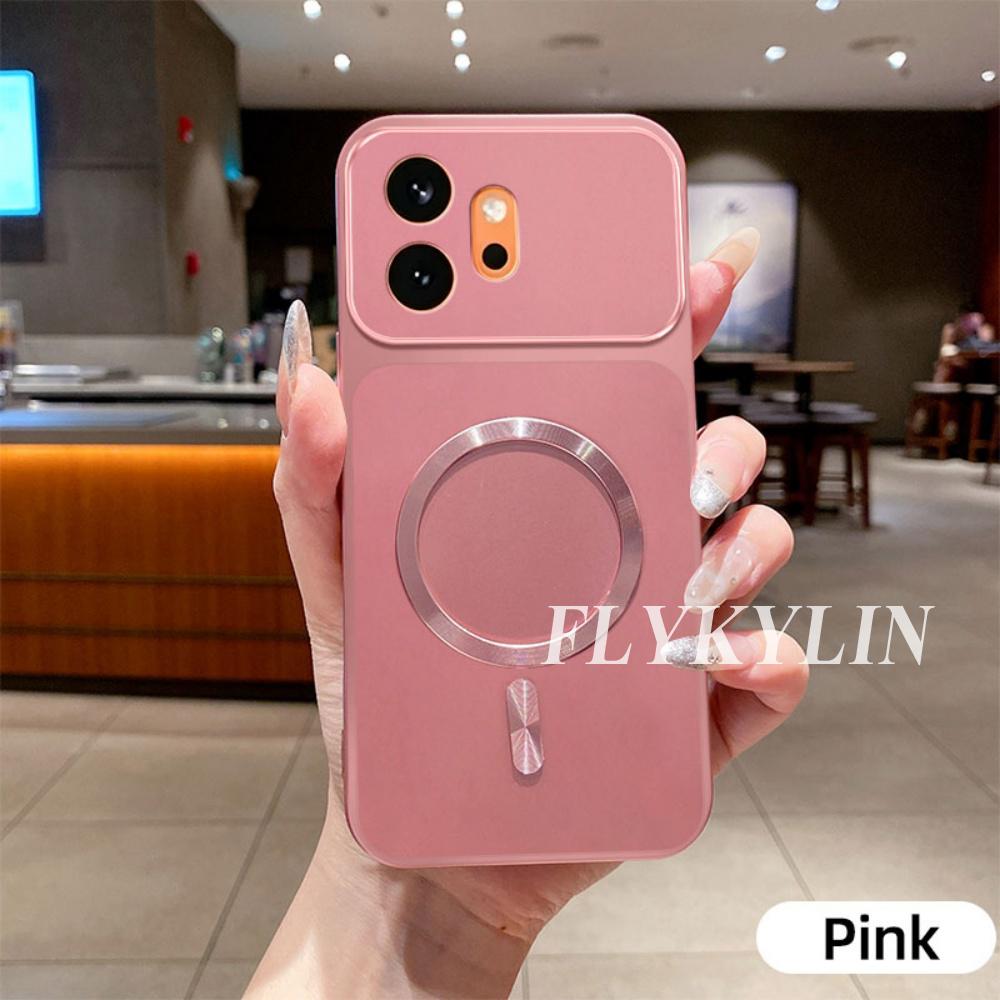 For Honor 600 Lite 400 Smart 500 300 200 100 90 80 70 Metal Soft Silicone Magnetic Wireless Charging Anti Drop Protective Cover