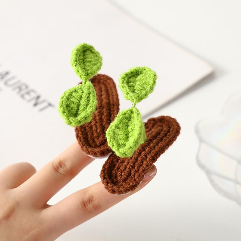 1PC Handmade Diy Weaving Cute Fresh Three-dimensional Grass Sprouts Hairpin, New Bean Sprouts BB Clip Hairpin