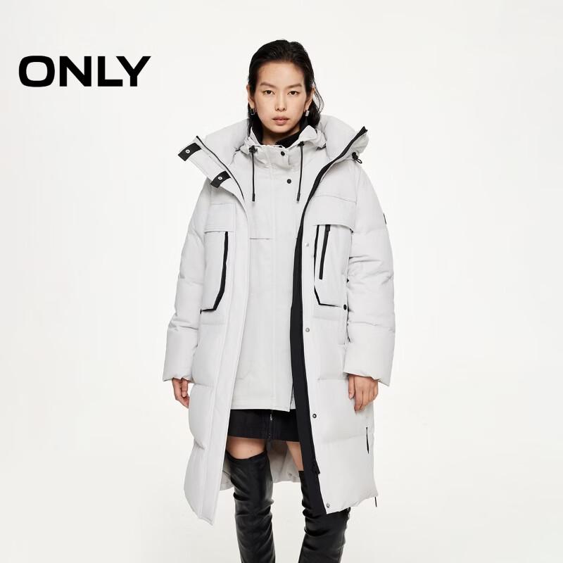 ONLY Women s 90% White Duck Down Mid-Length Hooded Puffer Jacket L