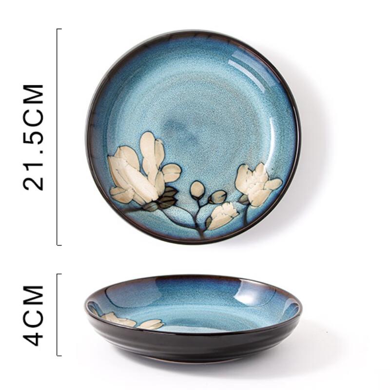 European Style Underglaze Hand-Painted Magnolia Deep Plate