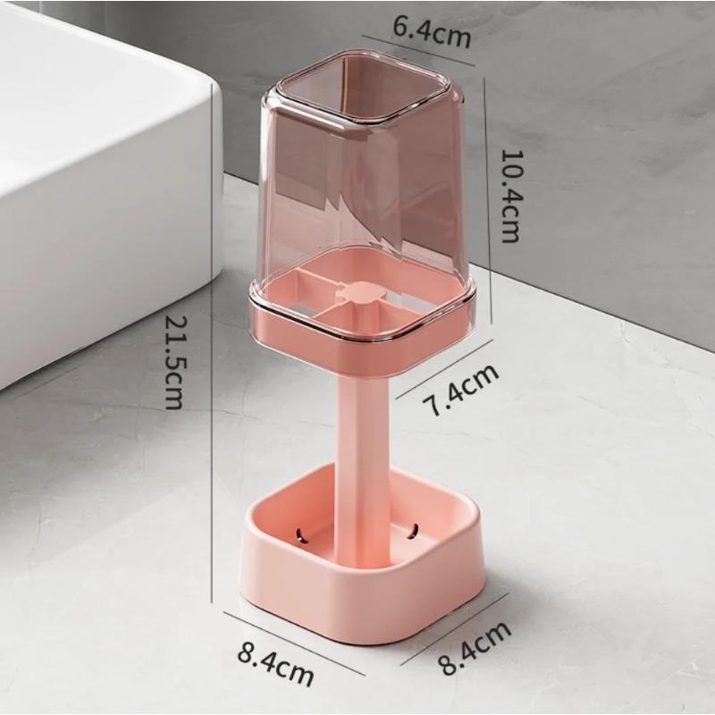 Toothbrush Holder with Cup/Cover Contains 3 Slots Compatible with Conventional Toothbrushes Can Store Toothpaste