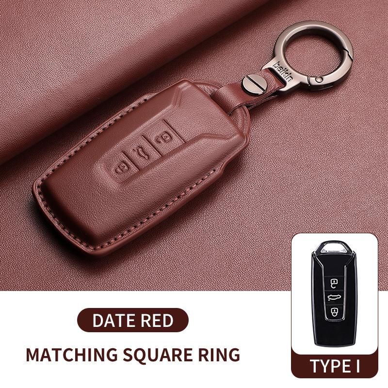 

Leather Car Key Case Cover for VW Volkswagen Touareg 2019 2020 2021 2022 2023 2024 2025 2026 Key Protection Garnish Accessories