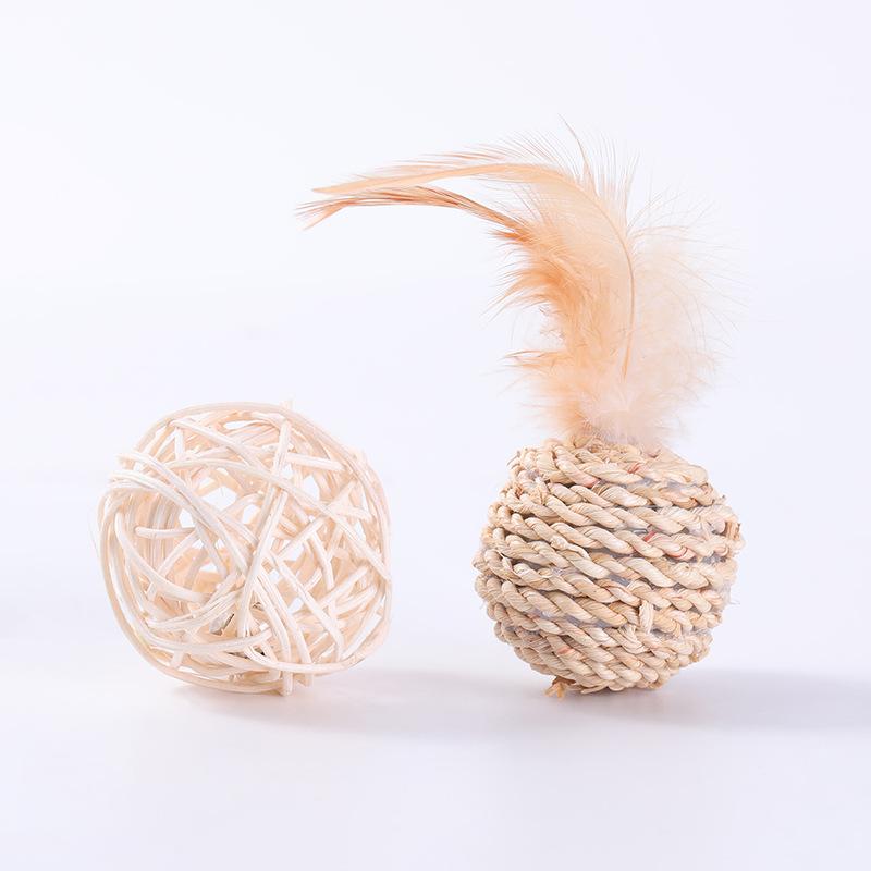 

Игрушка для кошки, Перо, Ротанг, Колокольчик, Звуковой шарик, Домашняя собака, Растение, Набор из двух шариков, Интерактивная и жевательная Double ball set