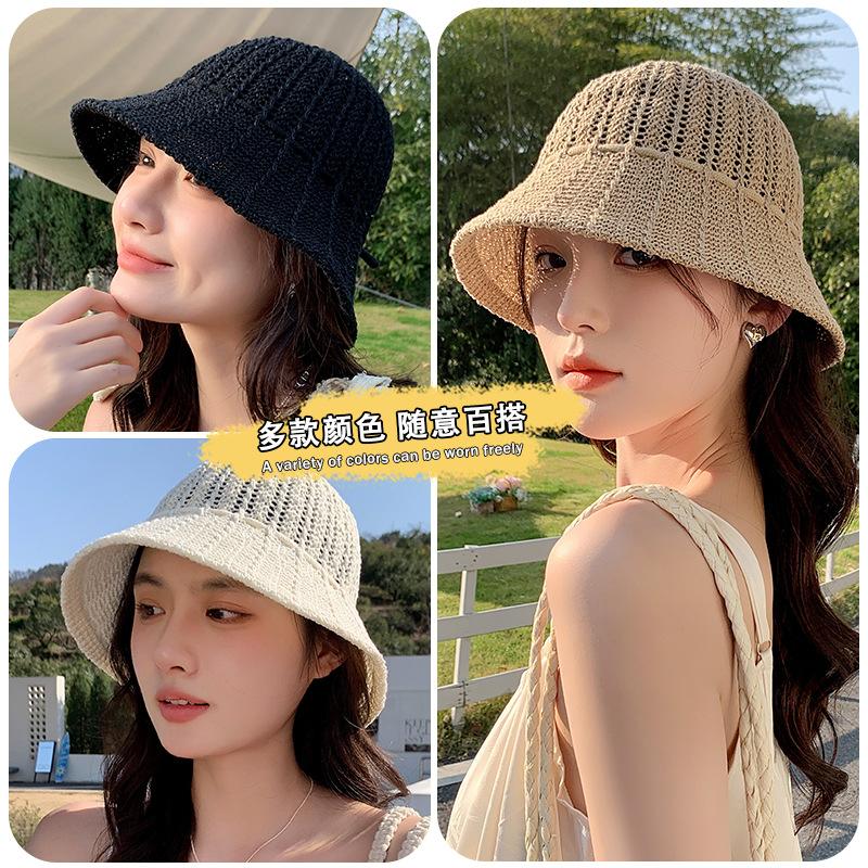 Summer Hat Women's Spring and Autumn Sunshade Sunscreen Hat Sun Hat Fashion Knitted Bucket Hat