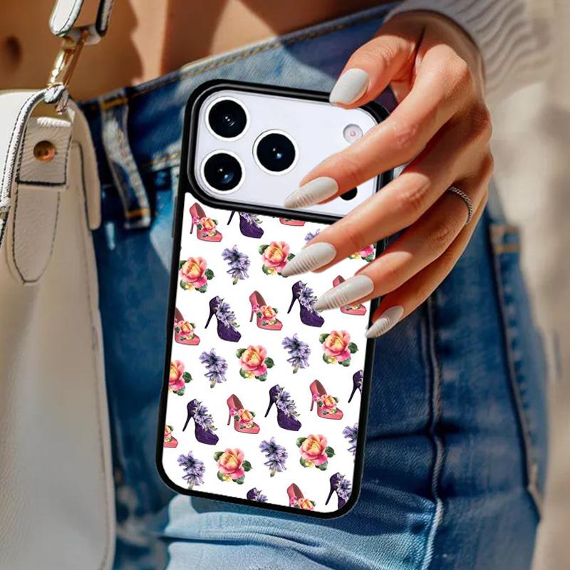 Fashion High heels Girl Flower Phone Case For iPhone 17 Air 14 15 13 12 Max Cover For Apple 14 15 16 16e 11 Pro Max Plus Coque