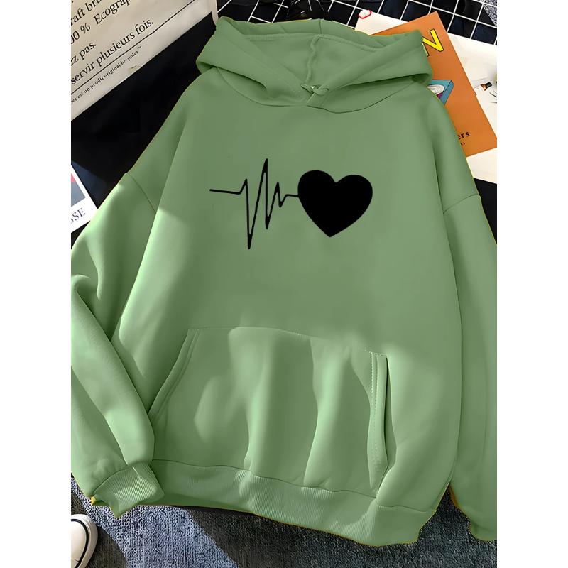 Hirsionsan Heart Print Women Sweatshirt Soft Casual Loose Vintage Female Hoodies 2023 Winter New Warm Fleece Student Tops Y2k