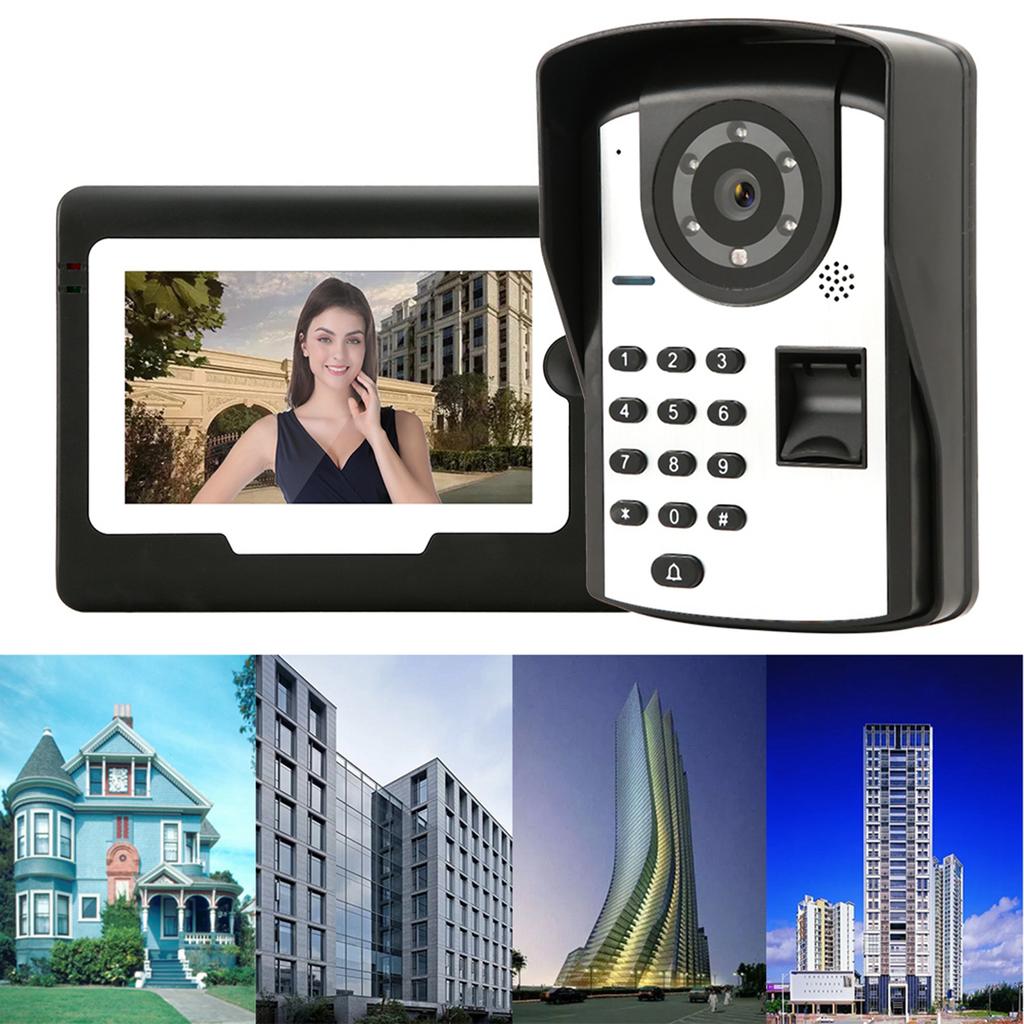 7-Zoll-LCD-Display Passwort Fingerabdruck Video-Türsprechanlage Türglocke