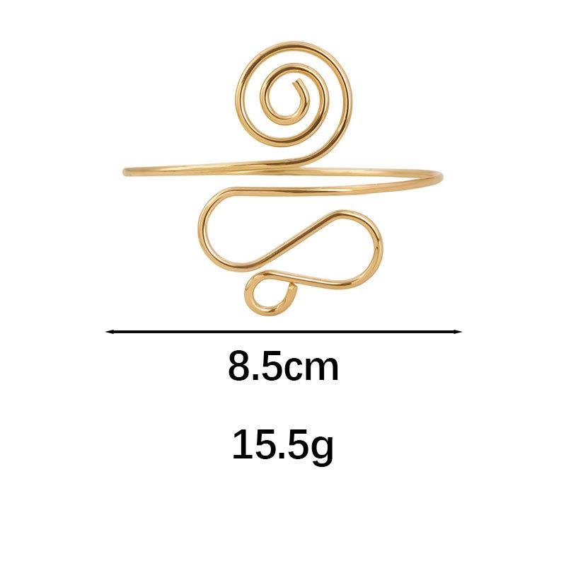 Minimalist Spiral Wire Upper Arm Cuff Bracelet Boho Adjustable Open Armlet Bangle Gold Color Summer Jewelry for Women