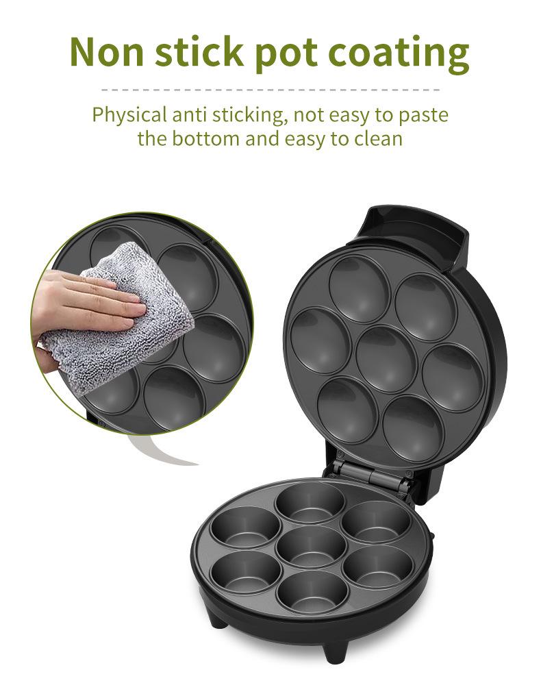 7-Hole Electric Mini Pancake & Tart Maker with Large Capacity and Constant Temperature Control