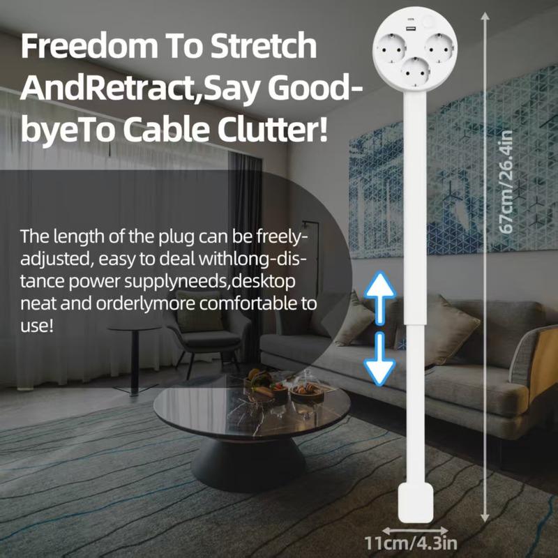 EU Electrical Outlet Extender Plug Wall Outlet Extender Extendable Wall Socket for Behind Couches Nightstands Desks