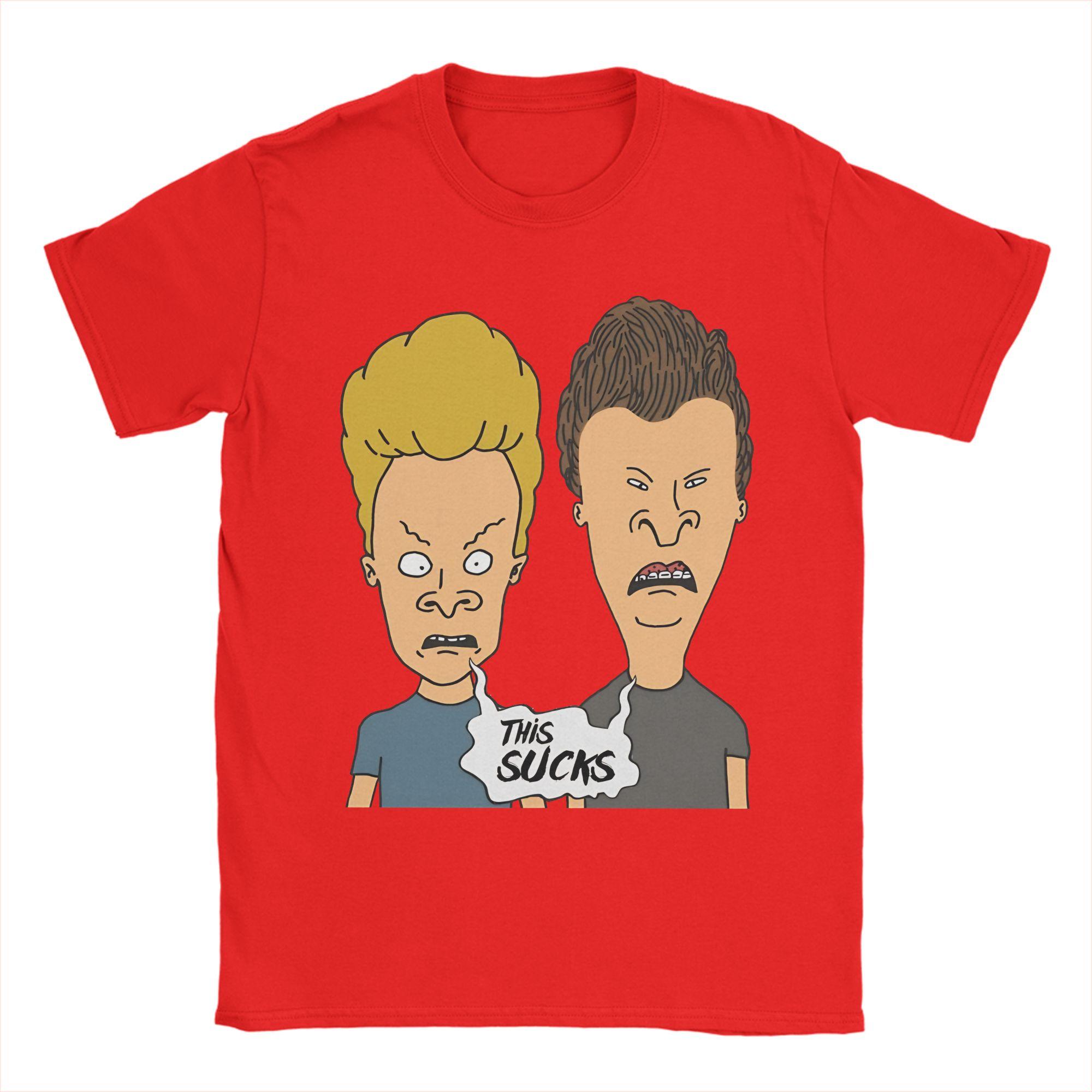 Ullzang This Sucks Beavis and Butthead T Shirt Mens Cotton Short Sleeve Round Neck Summer Clothing S