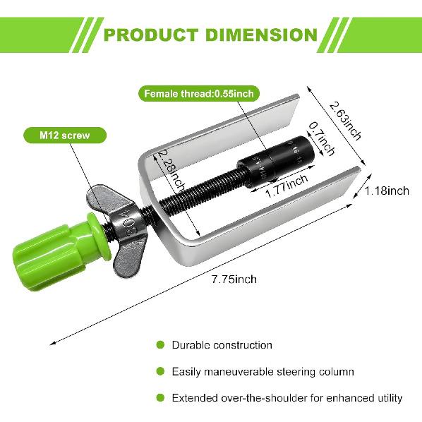 Steering Wheel Lock Plate Remover, Lock Plate Compressor Puller Tool Featuring Reversible Adapter, Essential Taller Removal Tool for Most Vehicles