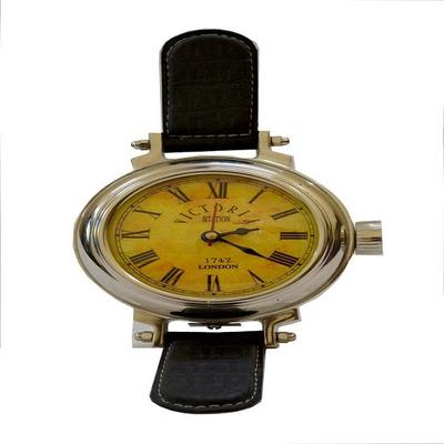 Reloj de pulsera estilo reloj de mesa con acabado cromado, reloj de escritorio de aluminio, reloj de mesa antiguo, reloj de mesa de oficina, reloj con soporte