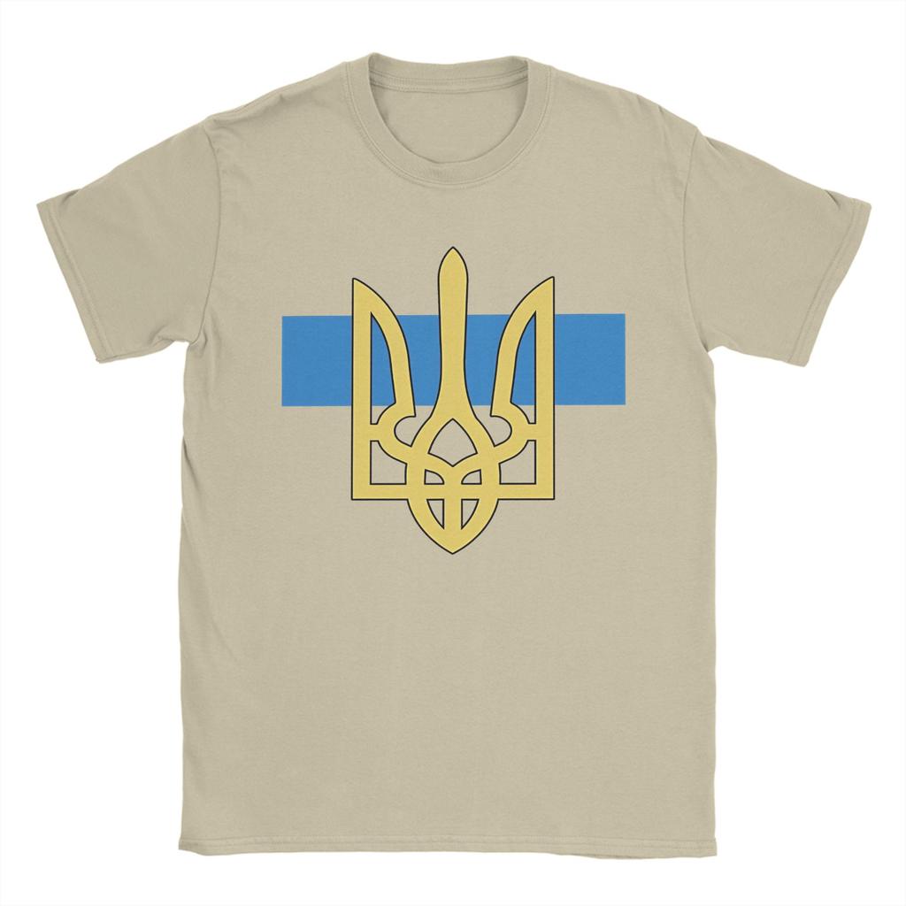 Ukraine Tryzub TShirt Men Vintage Cotton Tees Round Neck Short Sleeve T Shirts Plus Size Clothes