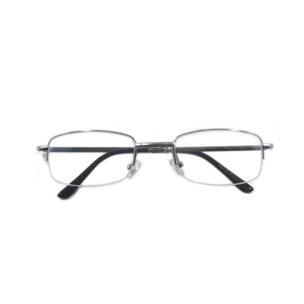 Reading Compact Folding Stylish Metal Senior with Dedicated Leather H6102 [Henghao] Glasses, Half-Rim, Glasses, Frame, Glasses, Case, (Silver, 3.50)