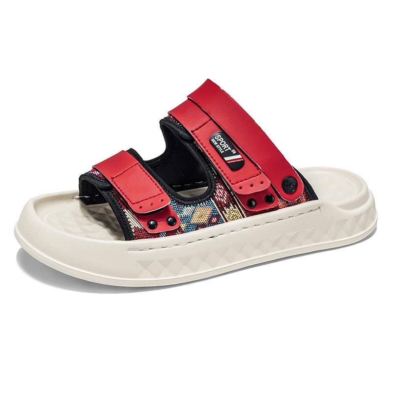 Модные мужские двусторонние пляжные сандалии - Дышащие и легкие Size 38 красный/чёрный