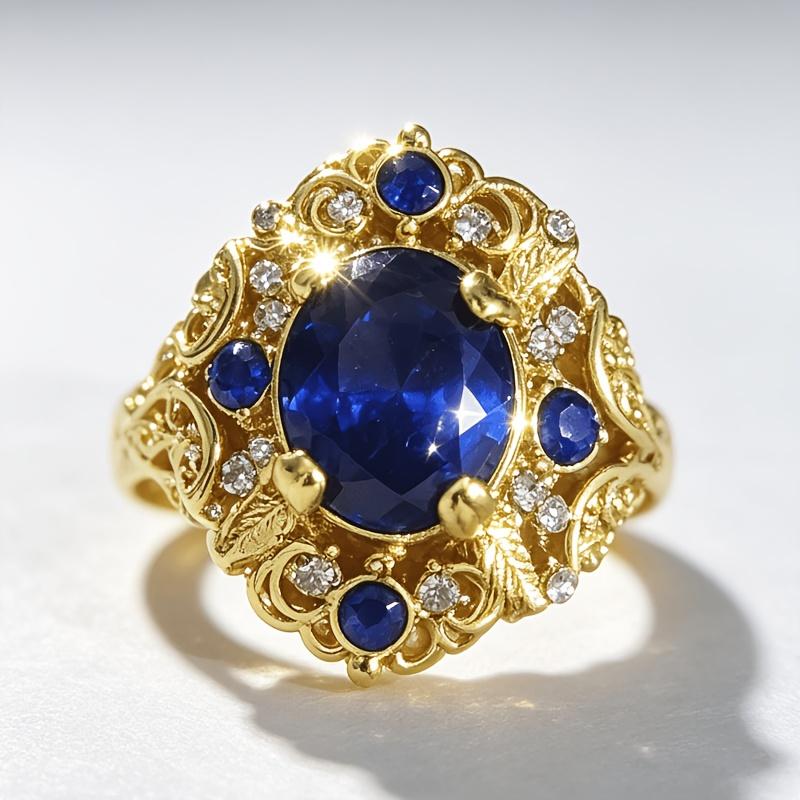 Exquisite Plating KC The Gold Inlay, Dazzling Synthetic Zirconia, Intricate Details, and Gorgeous Design Create a Stunning Engagement and Wedding