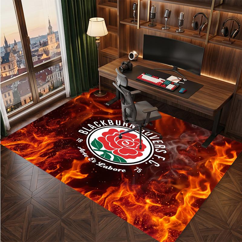 Blackburn Rovers Fußball Druck Kristall Samt Teppich, Bequem Wasserabsorbierend Rutschfest Innenboden Teppich