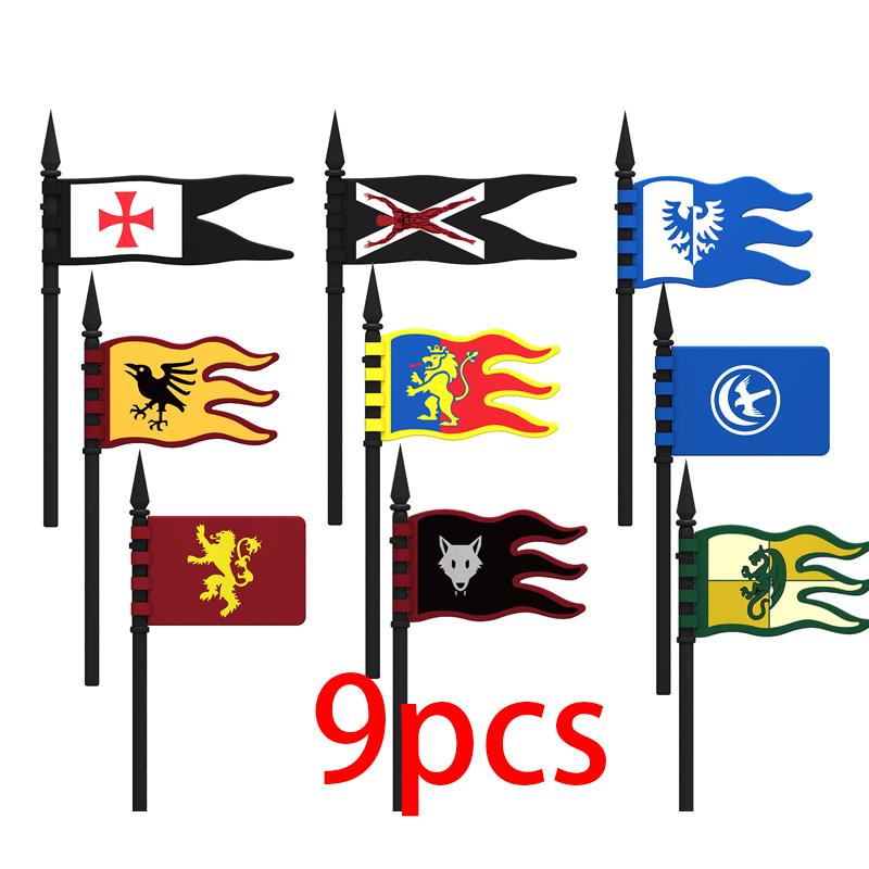 Mittelalterliche Militärburg Ritter Bausteine Reitpferd Wolf Bär Elefant Tier Weste Waffe Fahne Sattel Spielzeug Ziegelstein Geschenk A06