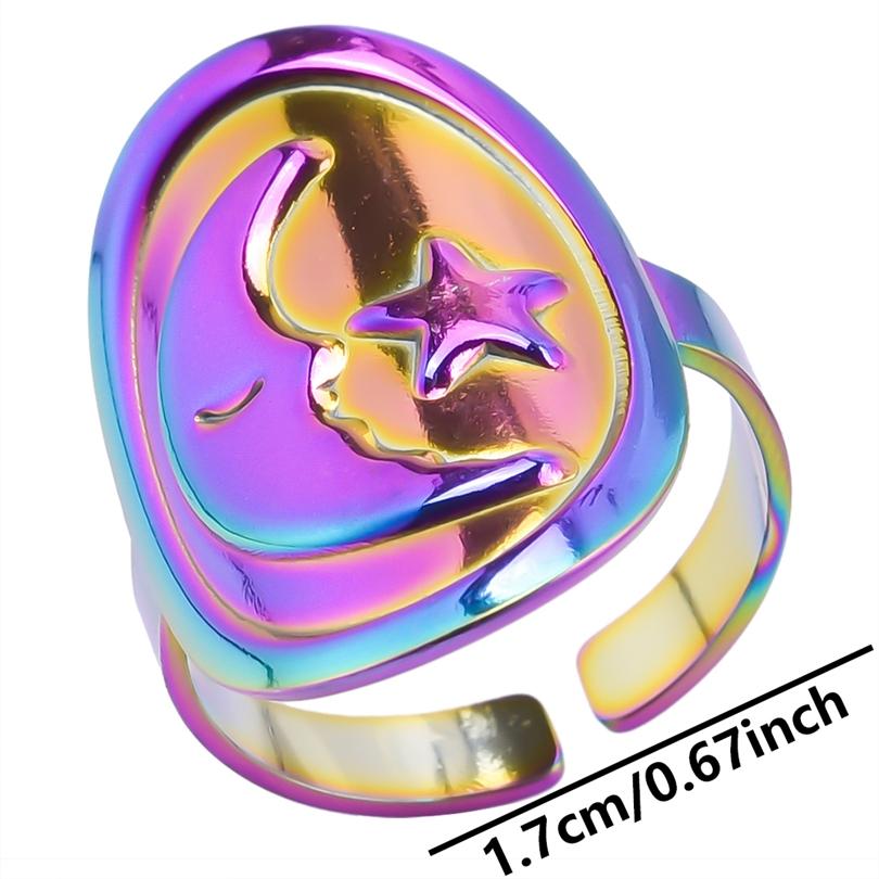Rainbow Eye Horus Heart Star Ring Music Hip Hop Jewelry Stainless Steel Rings For Women Men Accessories Anillos Acero Inoxidable