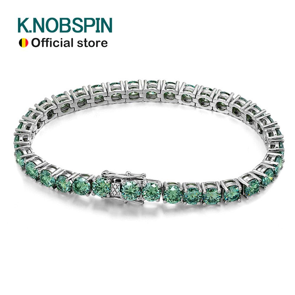 Bracelets Tennis Moissanite Verte Originaux pour Femmes Hommes Diamant de Laboratoire avec GRA Bijoux de Mariage Bracelet en Argent 925