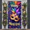 Party Display Beaded Decor Mask Background Festival Banner Colorful Feathers Mardi Gras Banner For Indoor Party Carnival Party