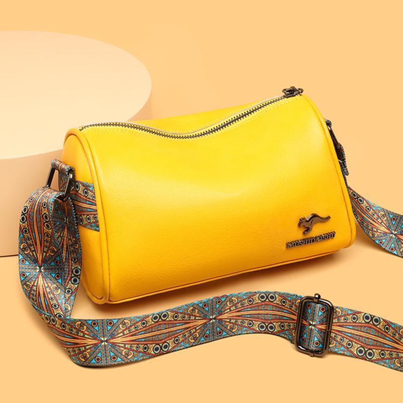 Genuine Cowhide Leather Bag for Women  Female Messenger Tote Sac  Monochromatic Shoulder Bag  Designer Crossbody Bag