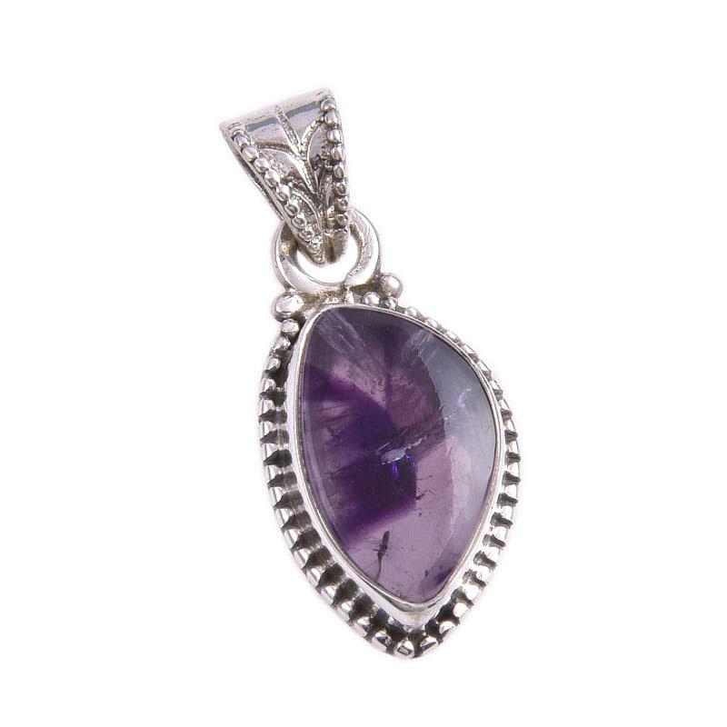 Natural Cloud Amethyst Gemstone Handmade 925 Solid Silver Pendant 1.25'' W8O34