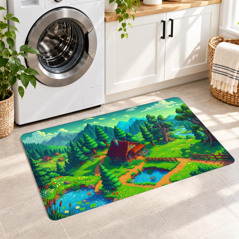 Flannel Kitchen Mat Stardew Valley Soft Area Rug Non Slip Floor Carpet Home Decoration