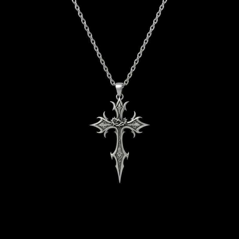 New Personalized Gothic Cross  Ethnic Floral Pattern Sweater Chain