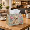 1pc Classic Dog Floral Tissue Holder - A Soft Pink And Beige Napkin Storage Solution, Ideal for Rolls, Facial Tissues, Or Single Sheets. This Versatil