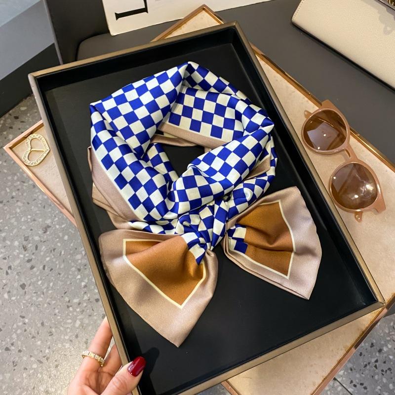 Satin high-end tied hair long silk scarf headband elegant and simple versatile hair band headband streamer hair accessories women's tied bag