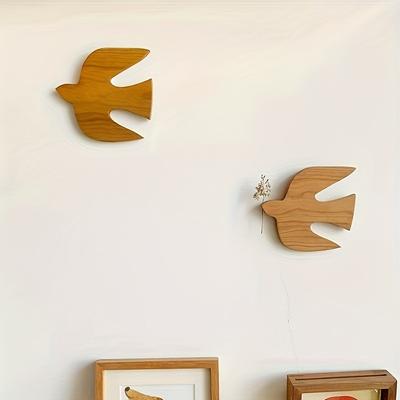 2pcs/set Wooden Swallow Wall Decor Handmade Craft Hanging Ornament Home Living Room Bedroom Wall Art Pendant