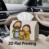 1pc, 2D Flat Printing, Tissue Box Family Portrait Pattern Printing Party Tissue Box, Multifunctional Kitchen And Dining Table, Coffee Table And Dining