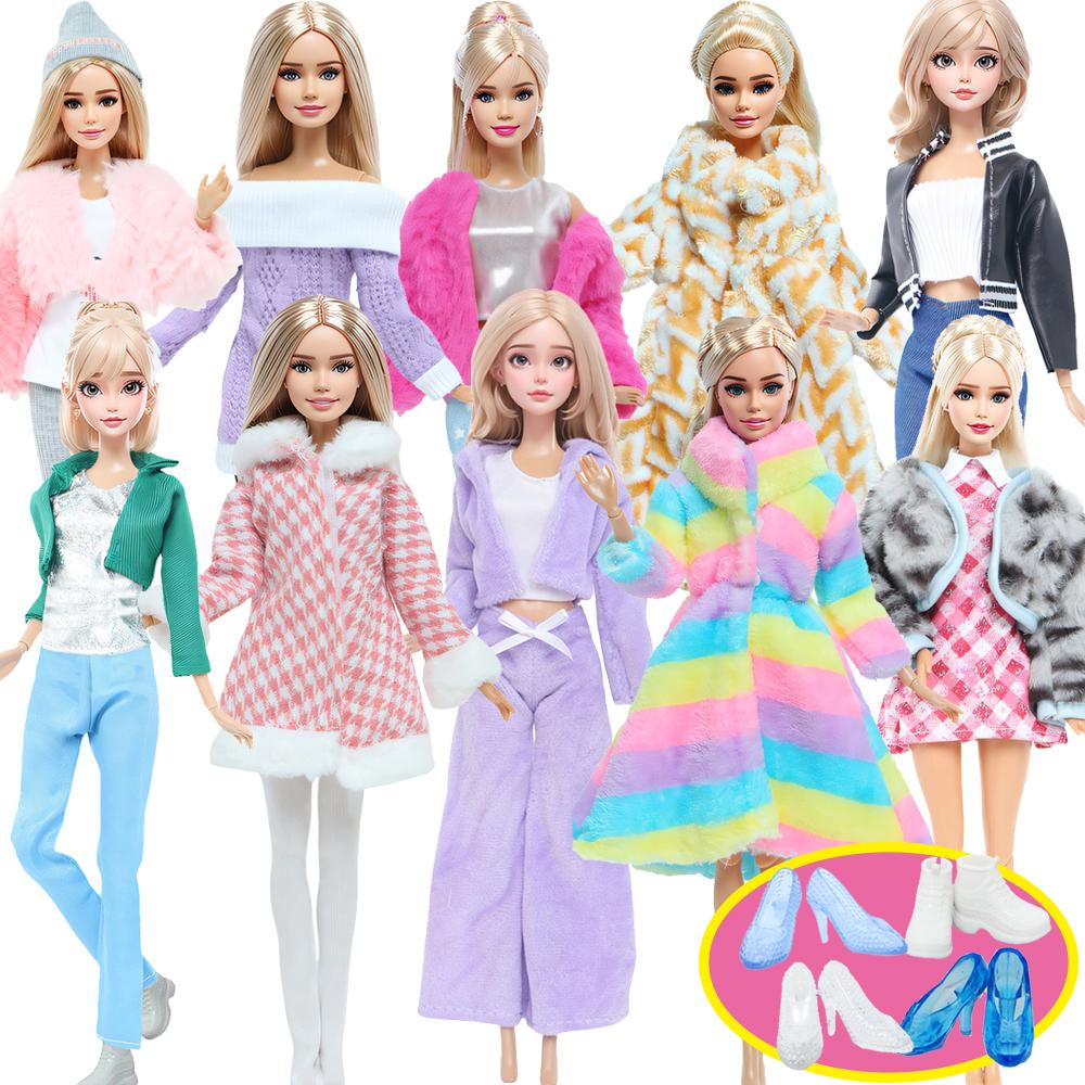 11.5'' Girl Doll Clothes with Shoes Mixed Style Winter Coat Blouse Pants Dress 11.8'' 30cm Doll Boots Accesories Toy