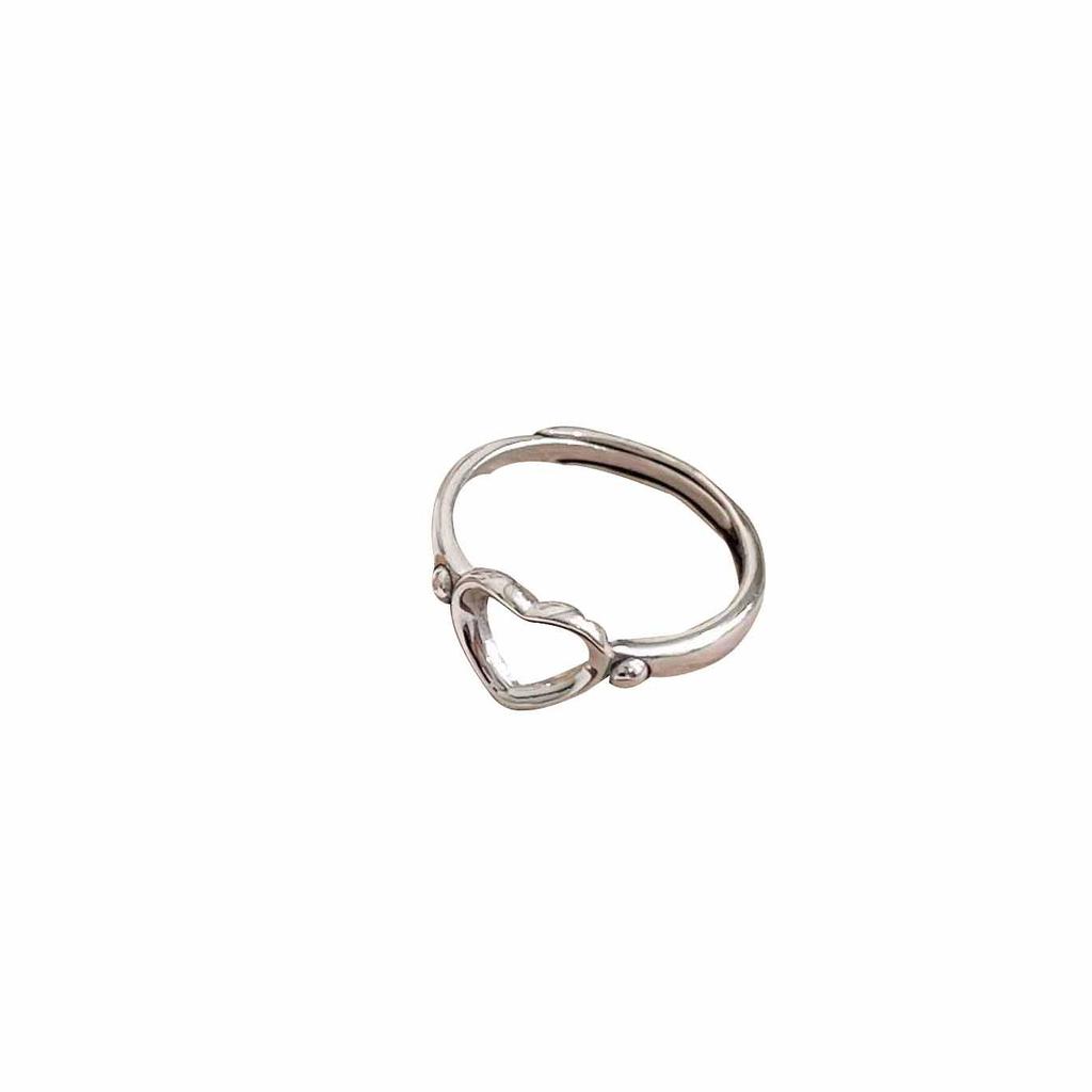 Yinruitai S925 Sterling Silver Heart Adjustable Women's Ring - Open, Cold Style, Versatile Fashion