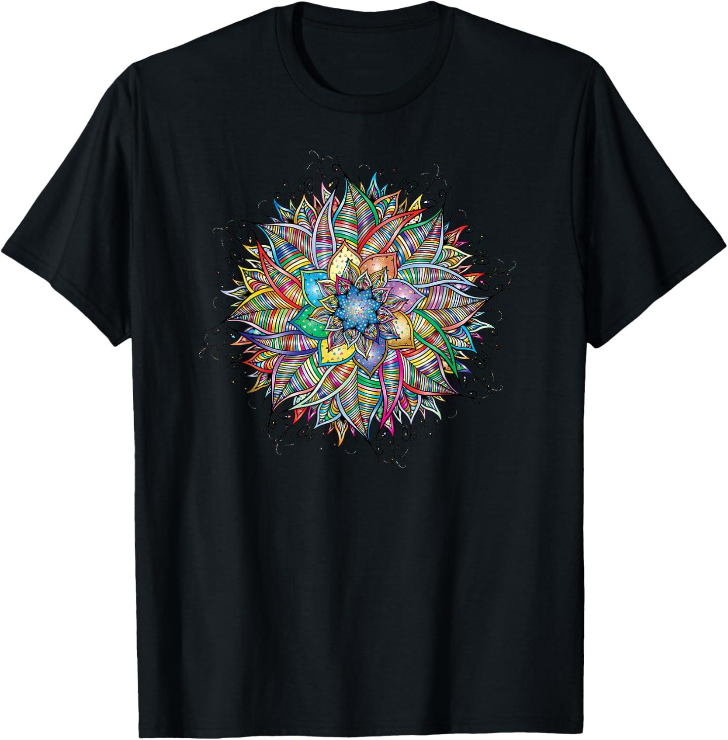 Colorful Mandala Flower Graphic T-shirt S