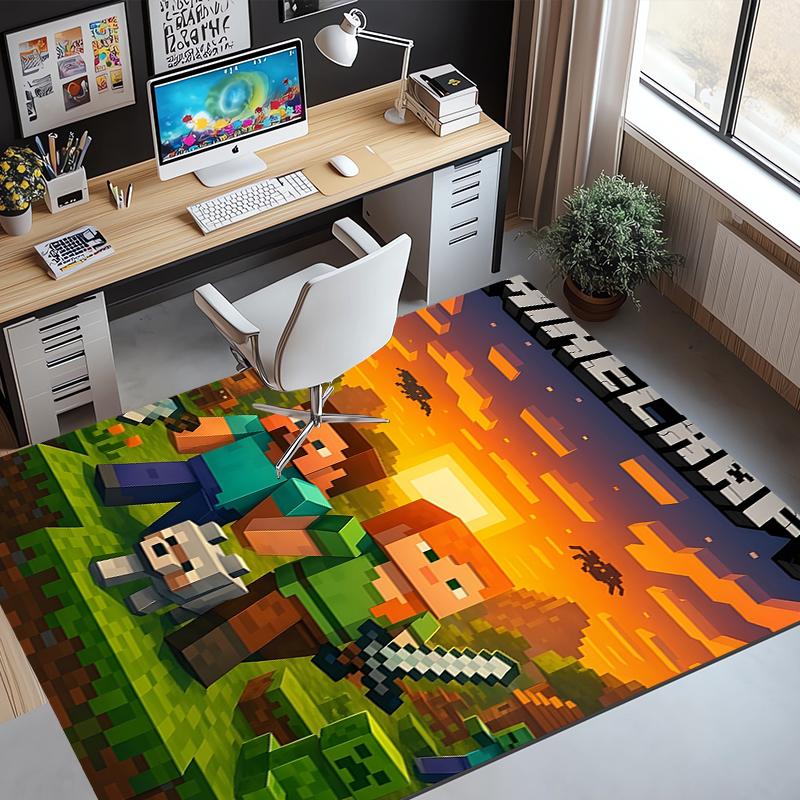Gamer Pattern Rug, Indoor/Outdoor Mat, for Picnic, Gameroom, Bedroom, Office, Living Room, Home Decor Carpet, Birthday Gift