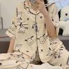 Cute Melody pajamas women's Japanese sweet cartoon style loungewear age-reducing girls cardigan short-sleeved set