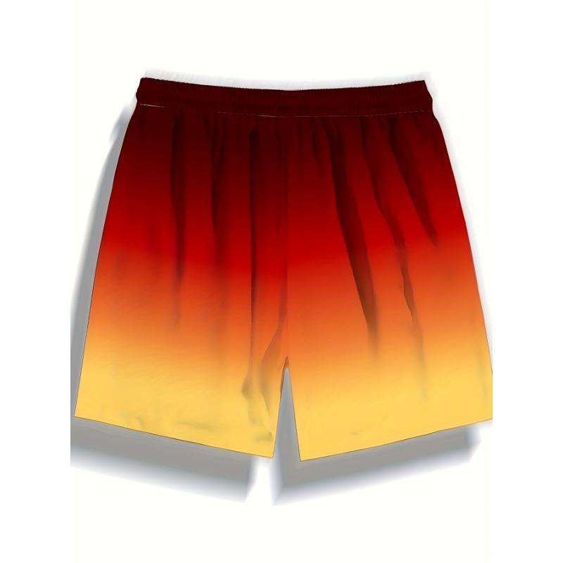 Gradient print men's casual fashion sports shorts loose and comfortable gym men's swimwear beach shorts