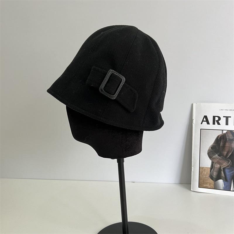 

Простая панама женская весенне-летняя повседневная универсальная шляпа-ведро с короткими полями нишевая панама для шоппинга M（56-58cm） чёрный