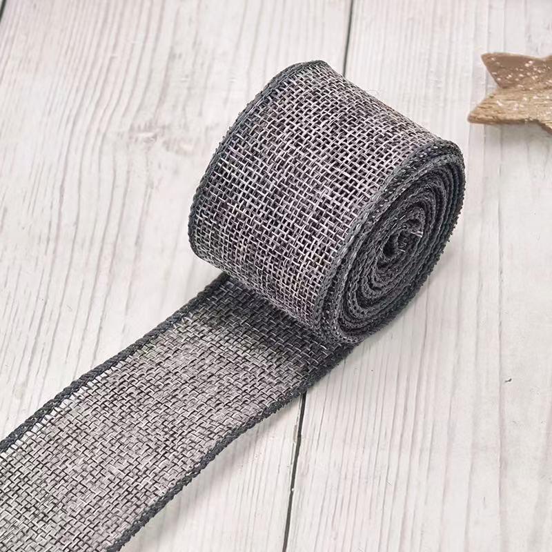 

4cm Wired Imitation Linen Ribbon for DIY Crafts and Christmas Decorations